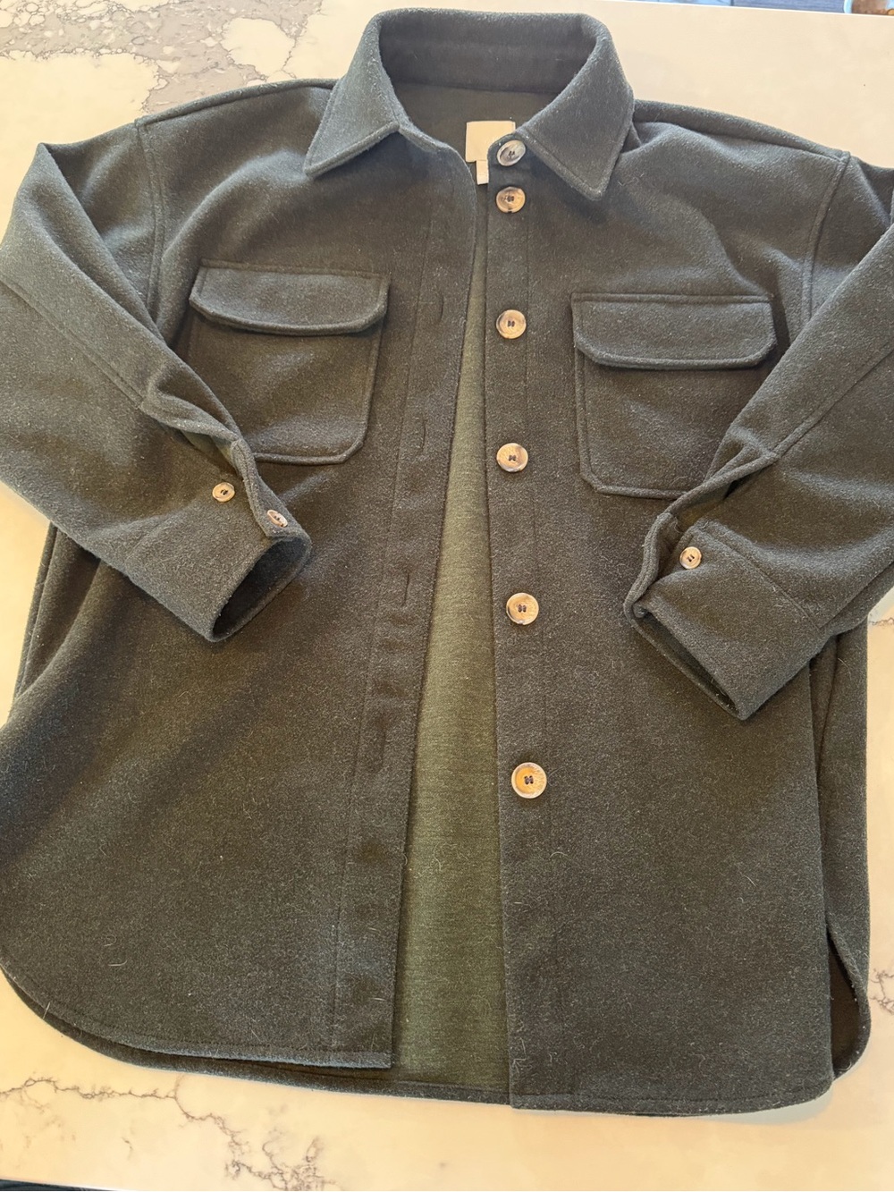 H&M Dark Olive Green Shacket with Button Details
